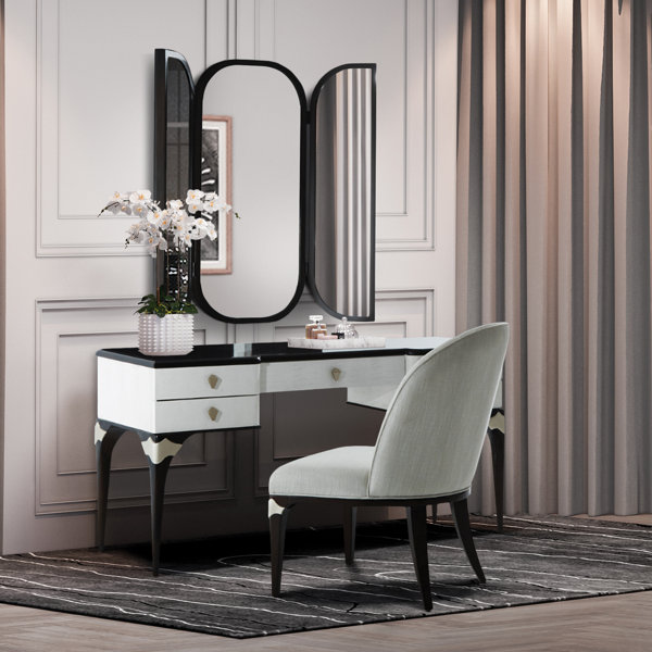 Vanity set with mirror and online chair